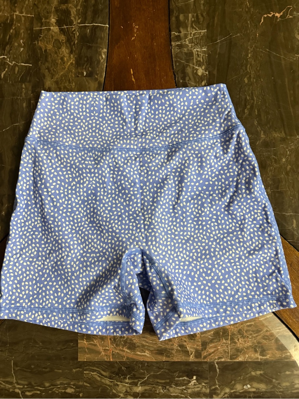 BuffBunny Lavender Blue Speckle High-Waist Athletic Shorts